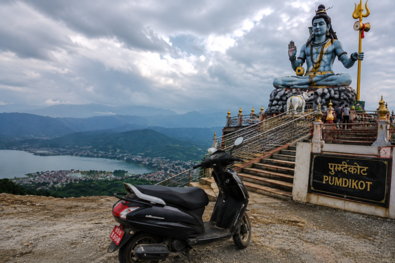Our scooter ride through the mountain roads to Pumdikot in Pokhara.
