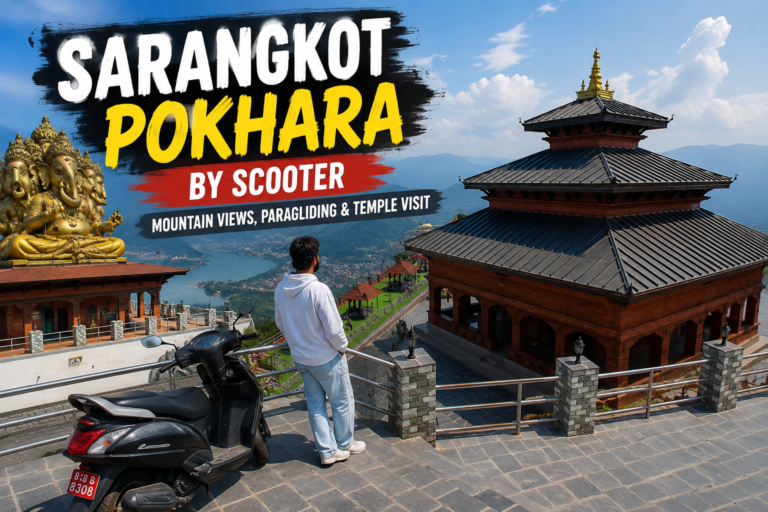 Sarangkot Pokhara mountain views during our scooter ride